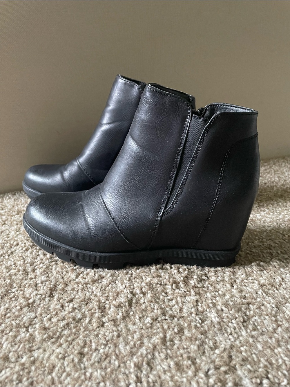 Black Wedge Ankle Boots for Women - Sleek Everyday Comfort